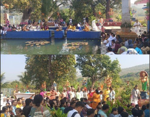 దొర్వి లక్ష్మీనరసింహస్వామి ఆలయంలో పూణే భక్తుల సందడి.